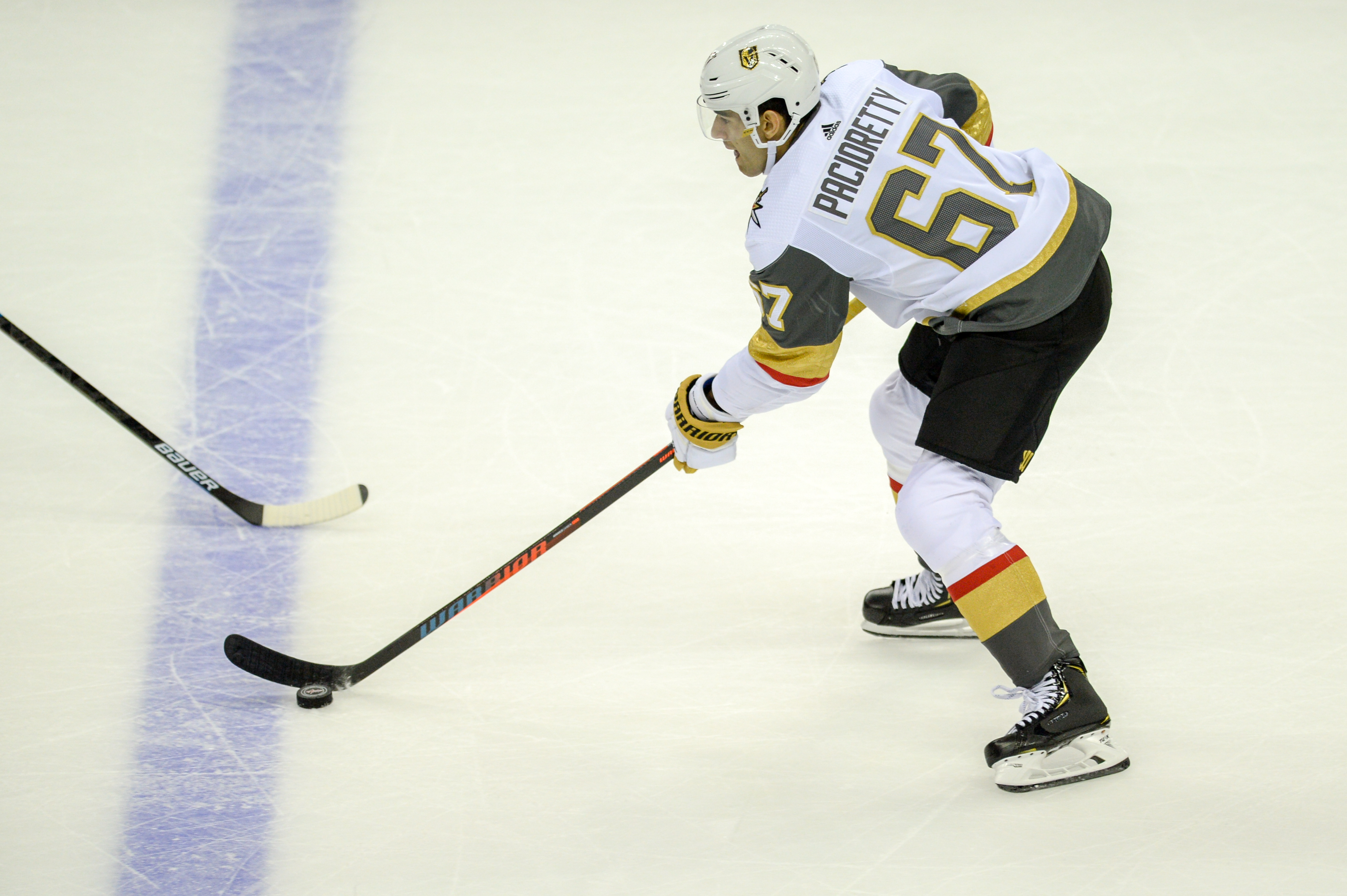 Max Pacioretty in action with Golden Knights helmet