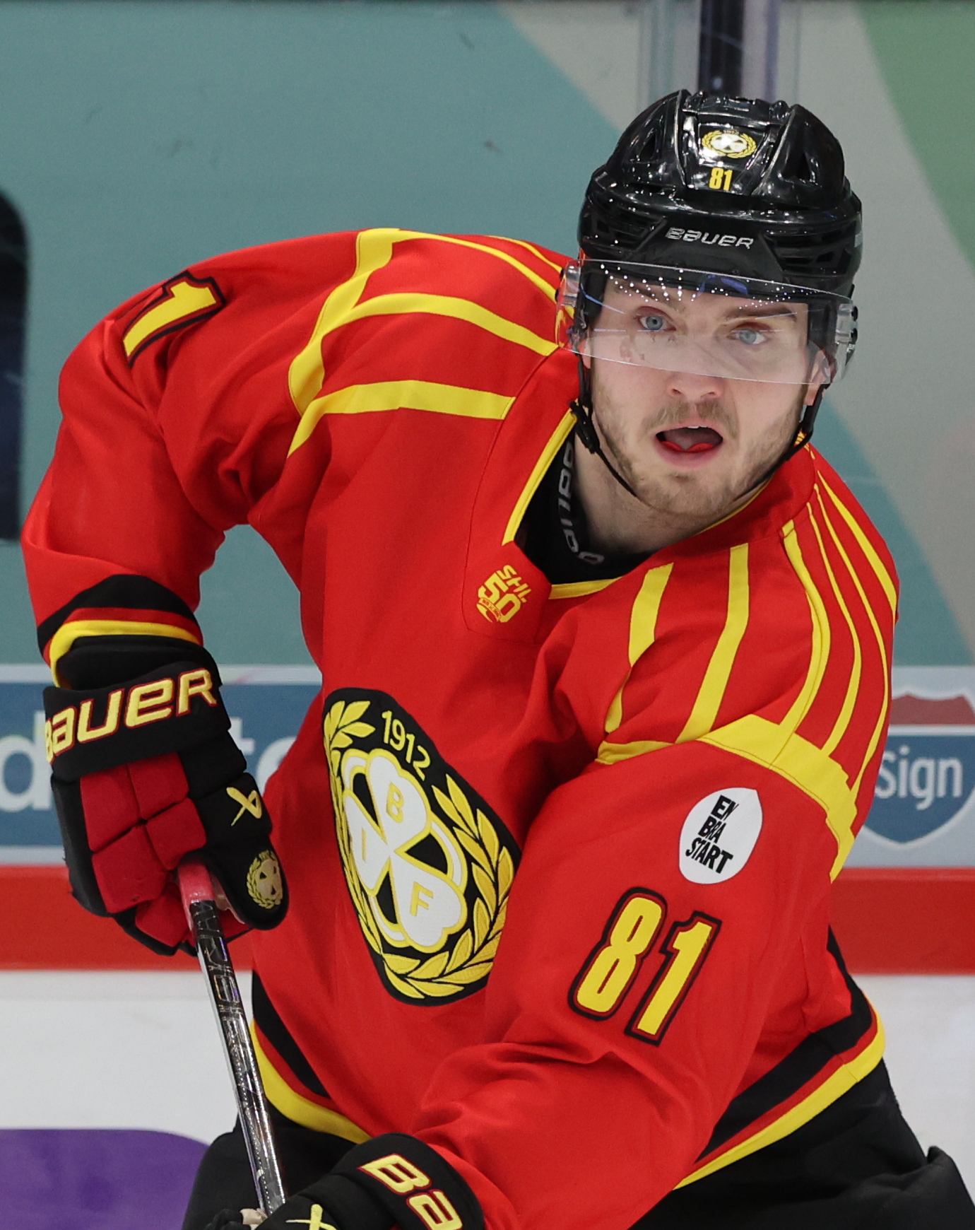 Kieffer Bellows in action for Brynäs during game versus Färjestad
