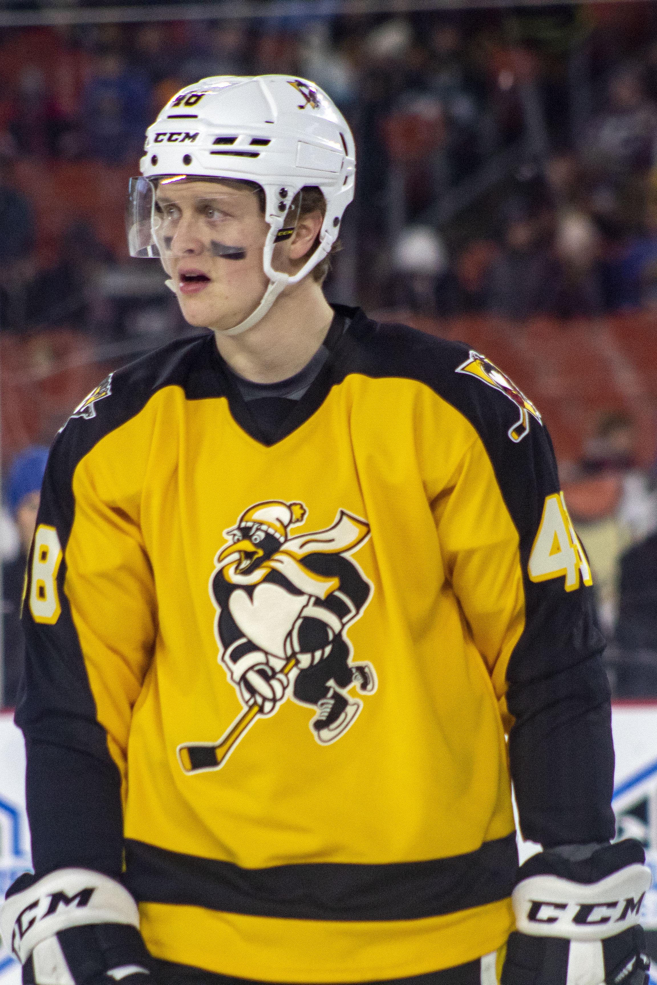 Valtteri Puustinen in WBS Penguins uniform at 2023 outdoor game