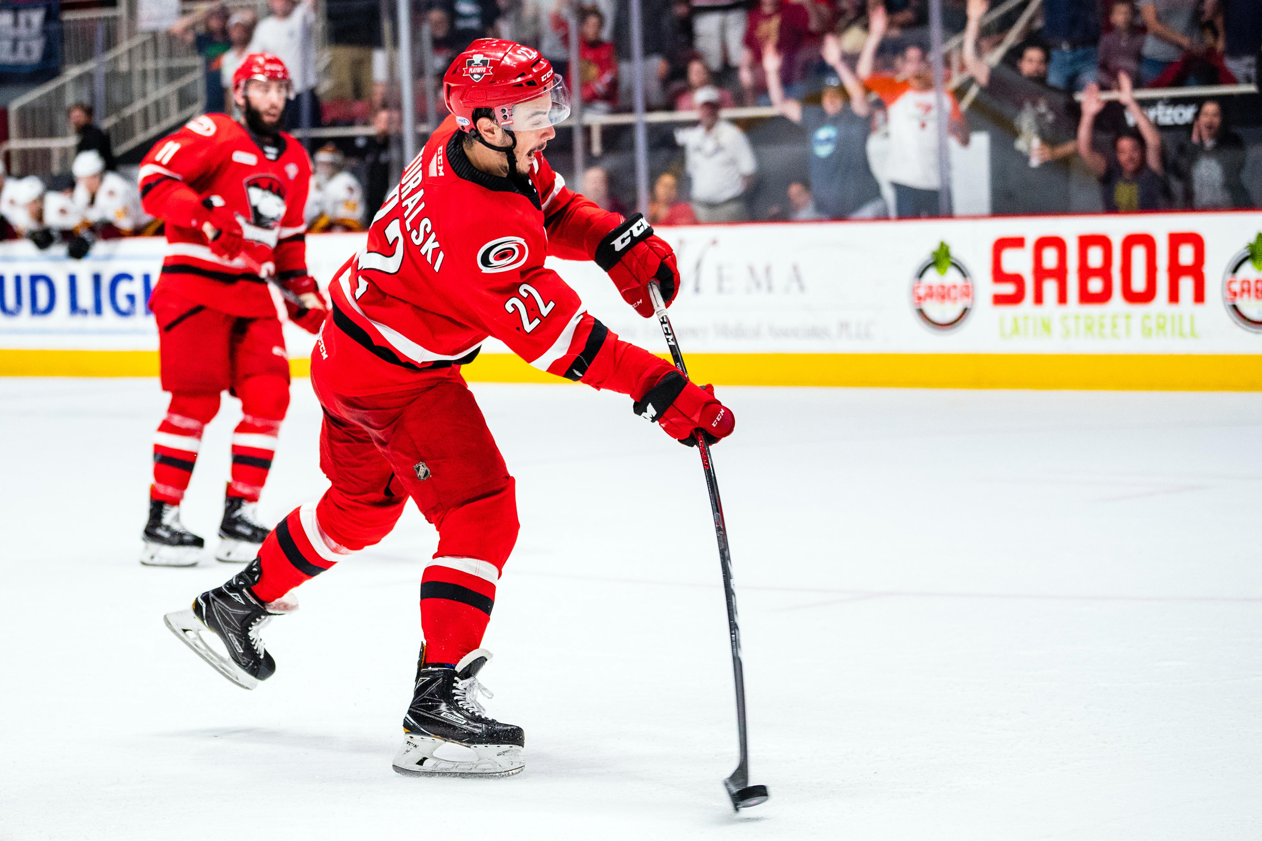 Andrew Poturalski during Game 2 of the 2019 Calder Cup Finals