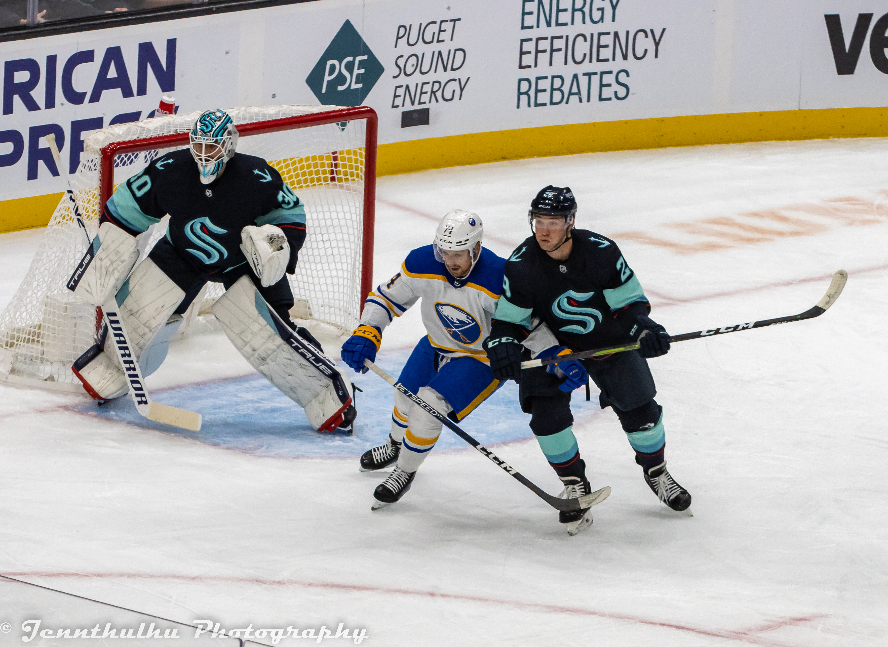 Rasmus Asplund playing with the Buffalo Sabres vs. Seattle Kraken