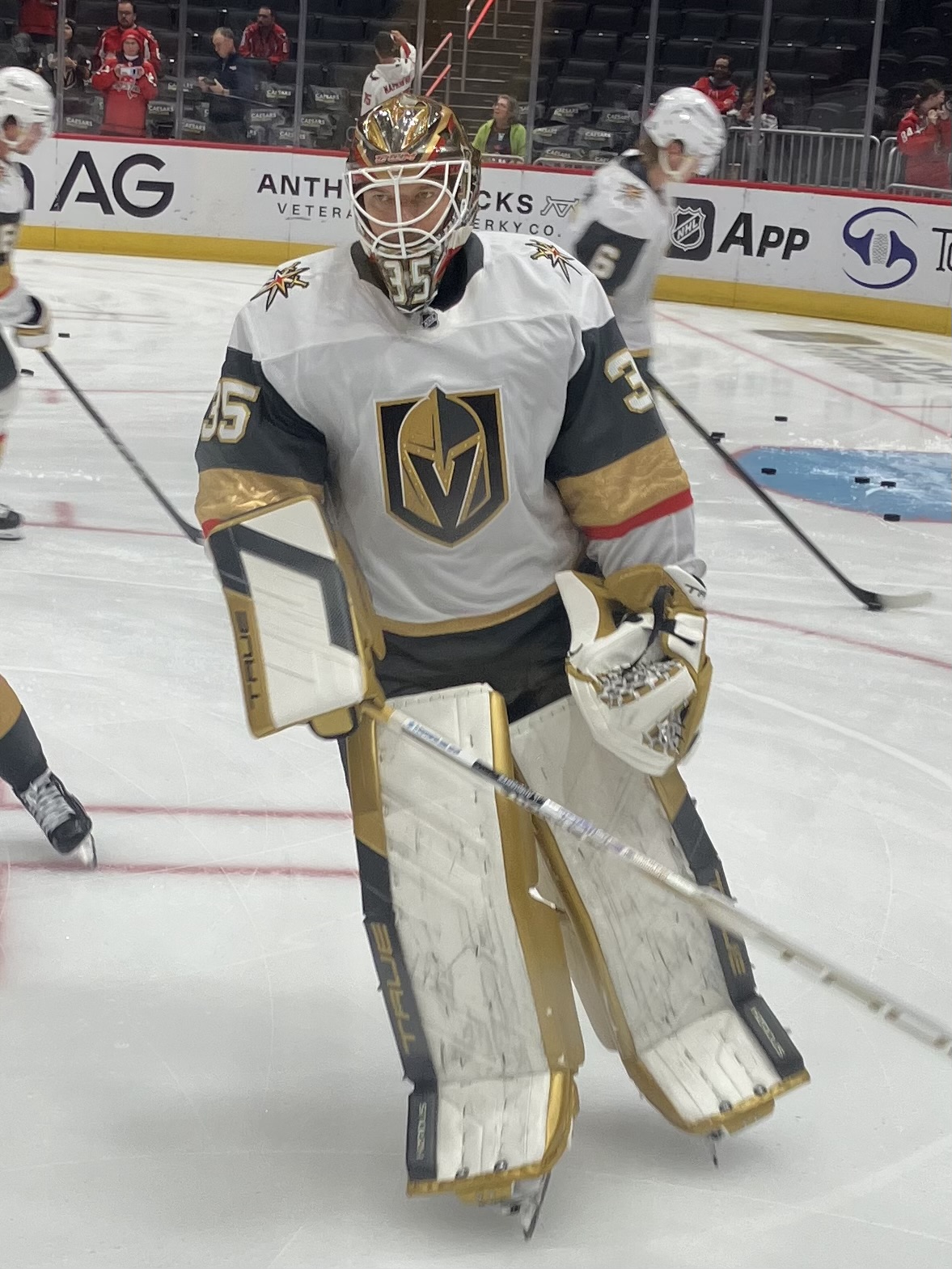 Ilya Samsonov in Vegas Golden Knights warmups