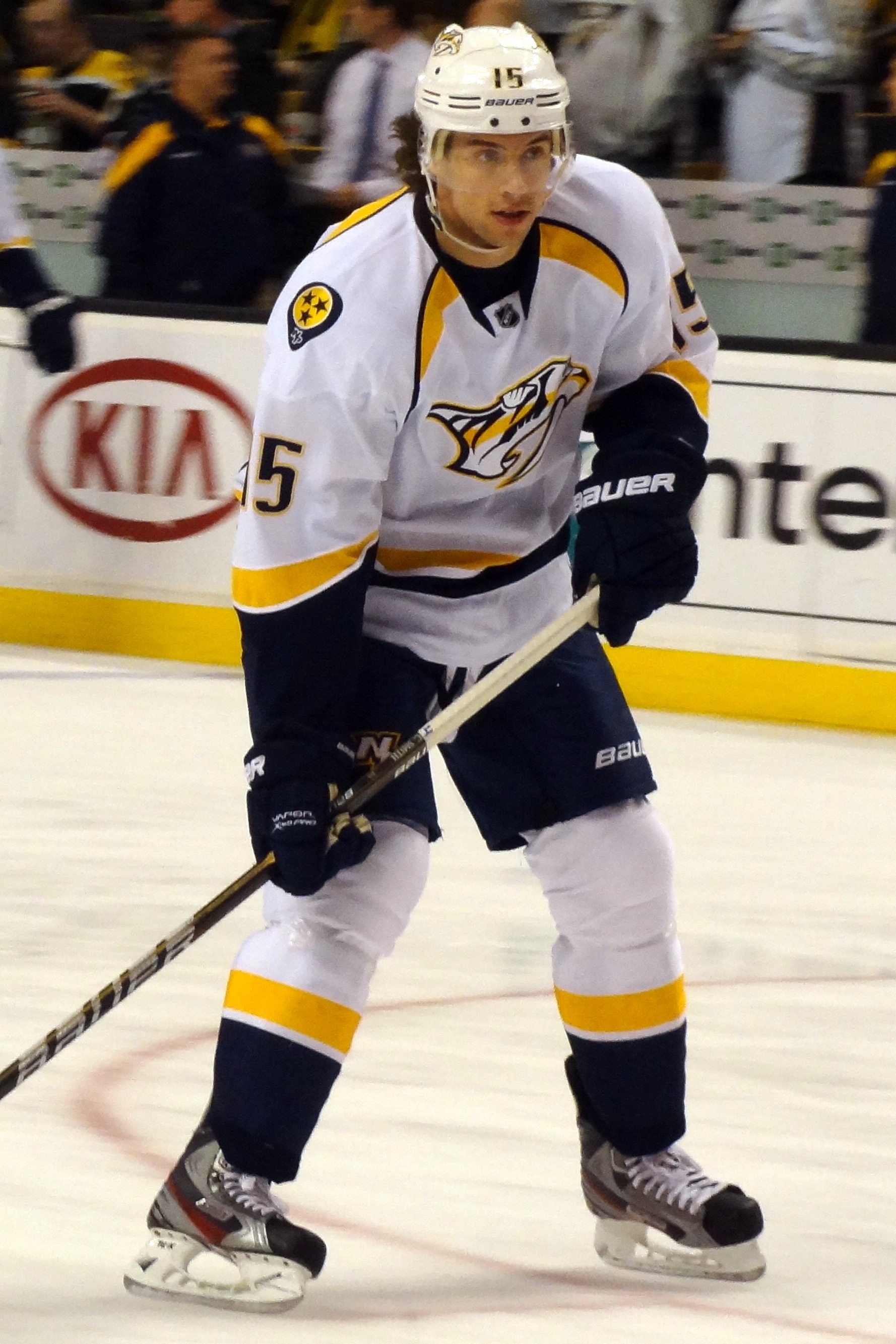 Craig Smith during pre-game warmups at TD Garden, February 11, 2012