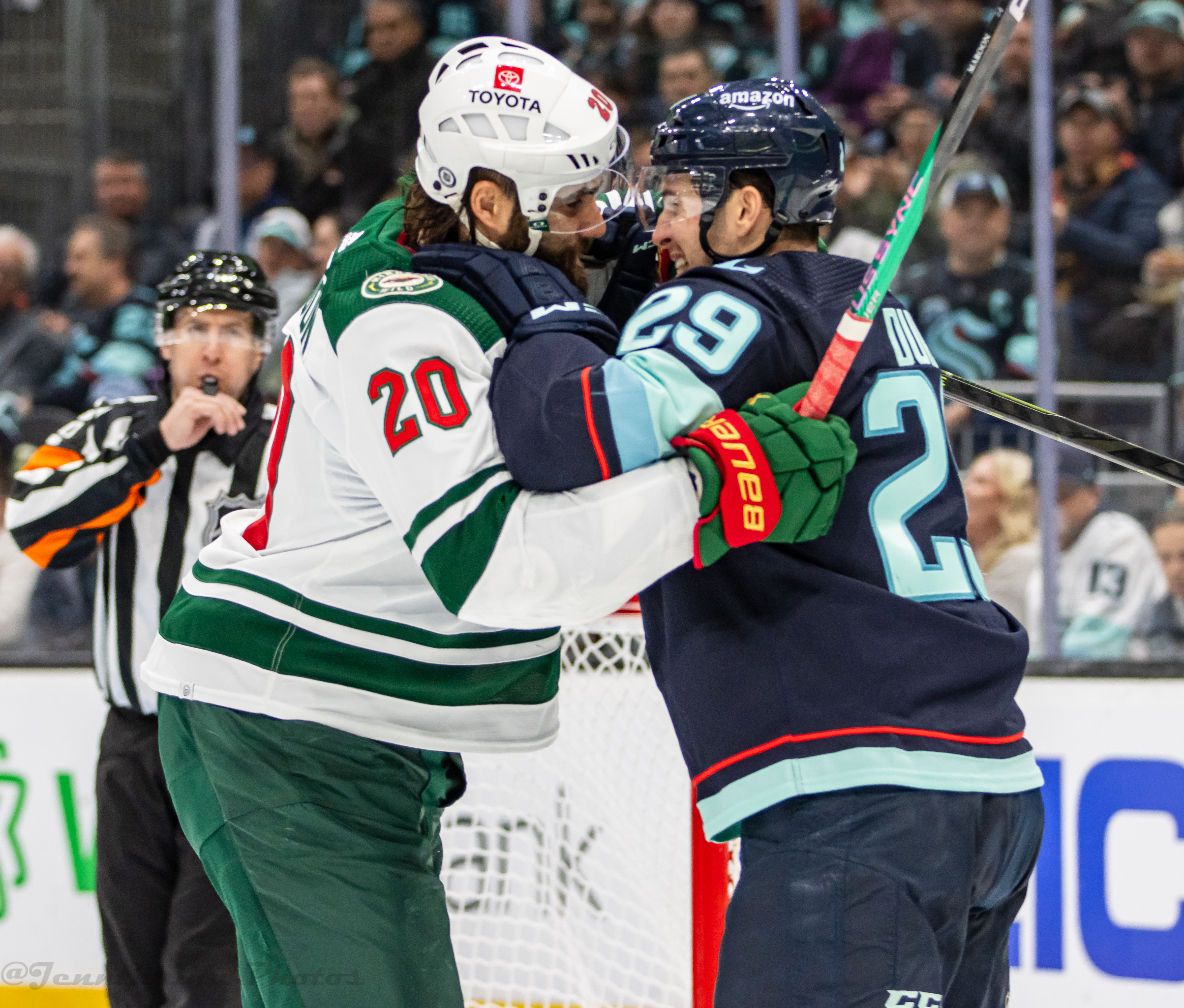 Patrick Maroon on the ice during NHL game, Wild at Seattle, Dec 10, 2023