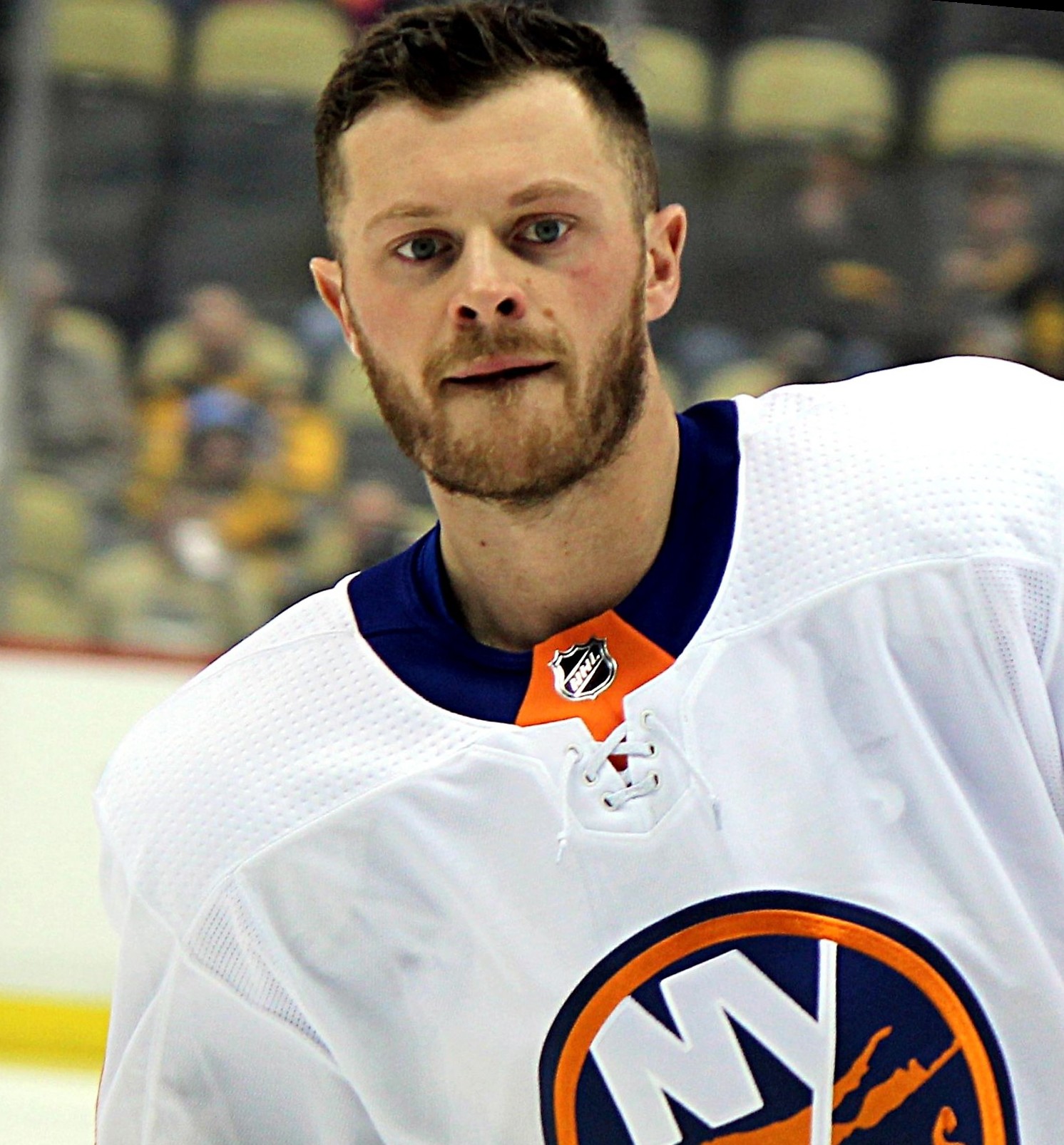 Chris Wagner in action, cropped image, Islanders vs. Penguins