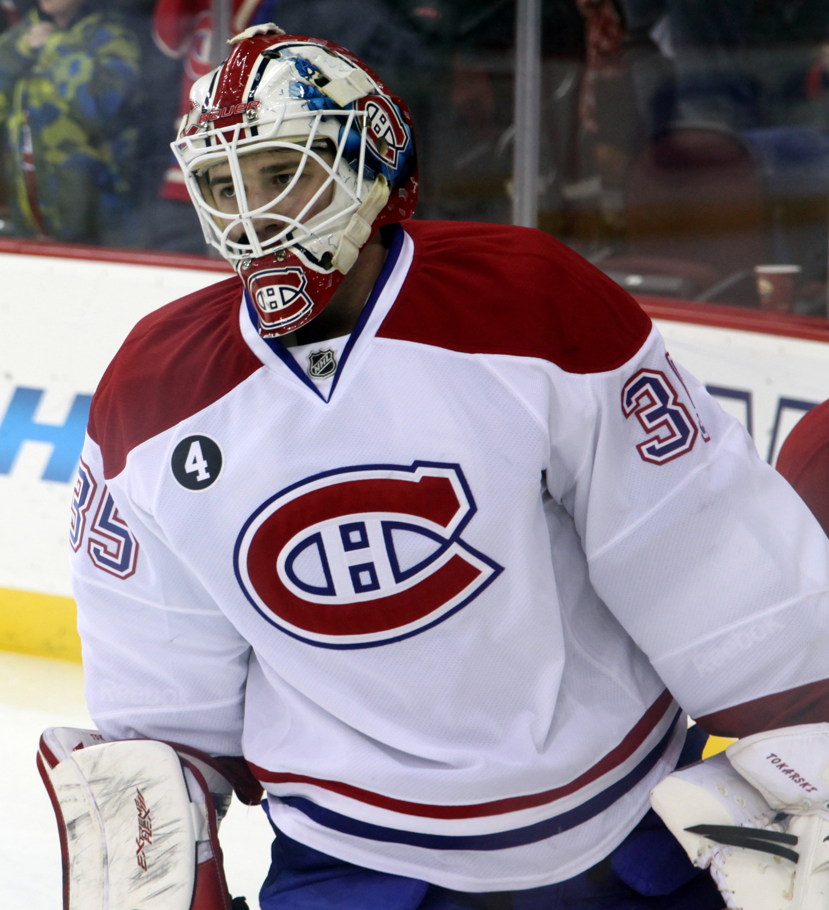 Dustin Tokarski wearing a Montreal Canadiens jersey