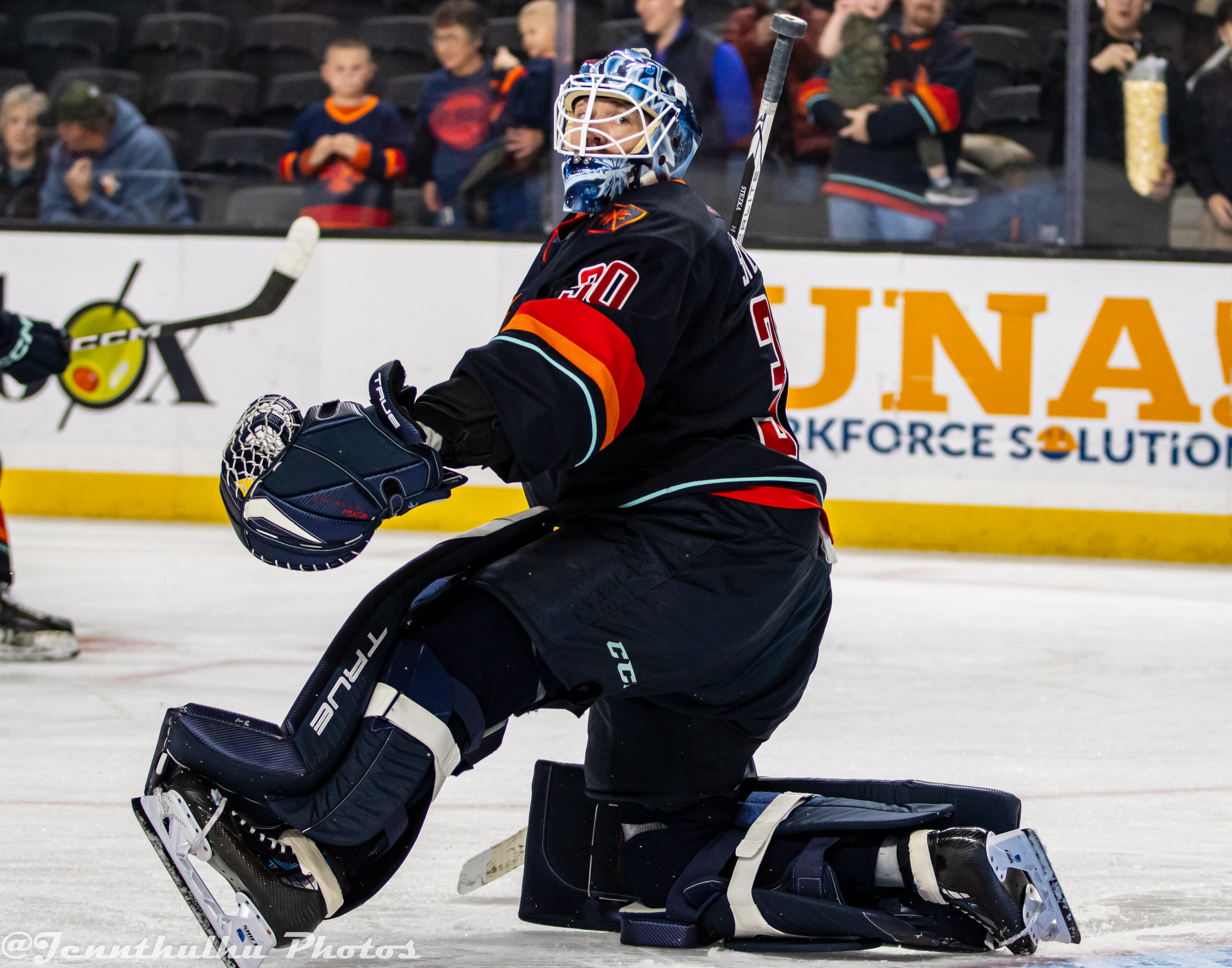 Aleš Stezka during warmups before an AHL game