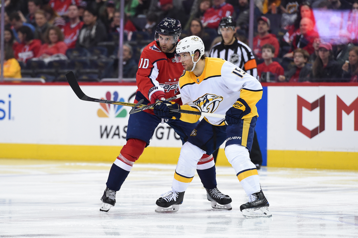 Craig Smith with the Predators during a game, April 5, 2018