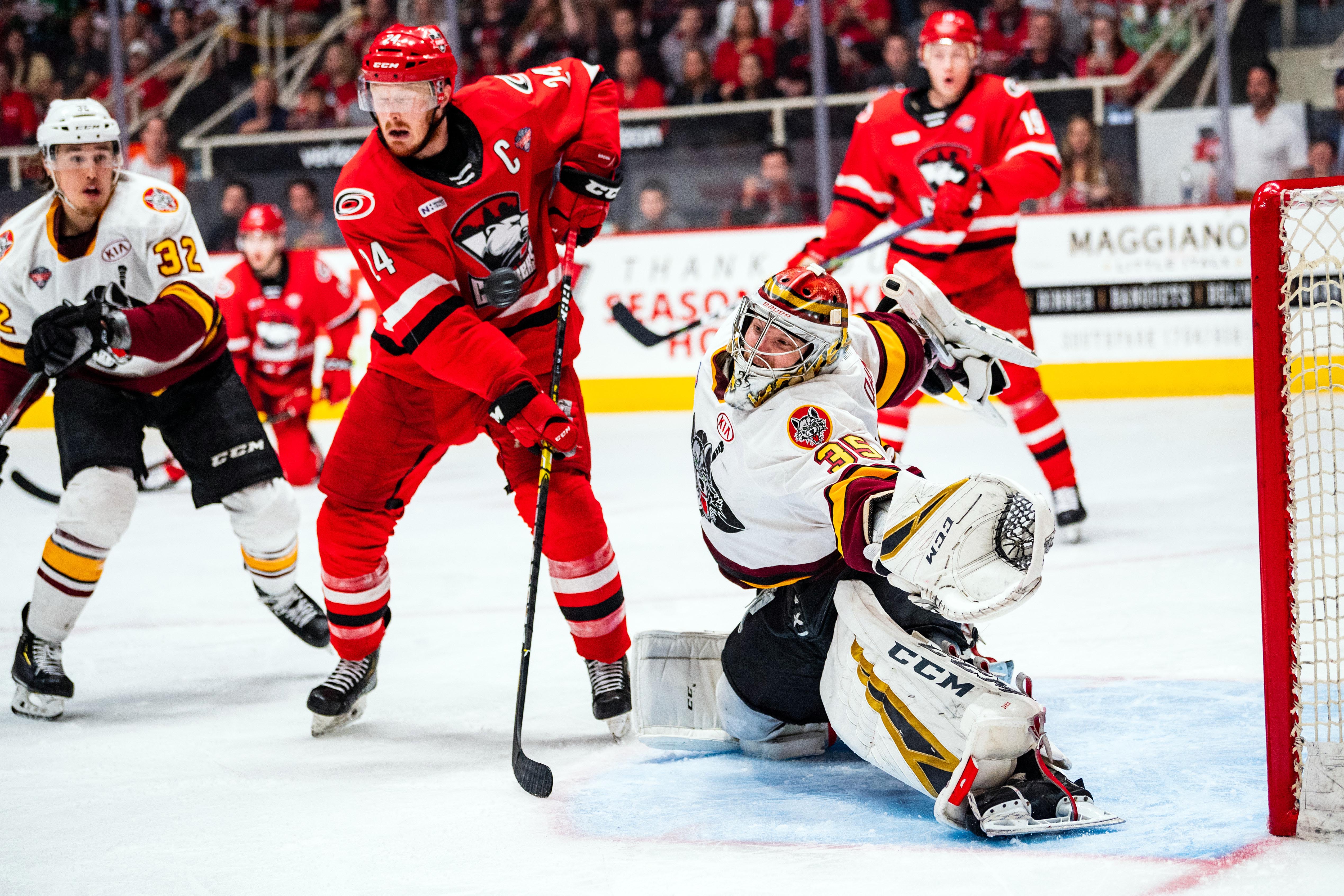Patrick Brown with teammates after a play during the 2019 finals