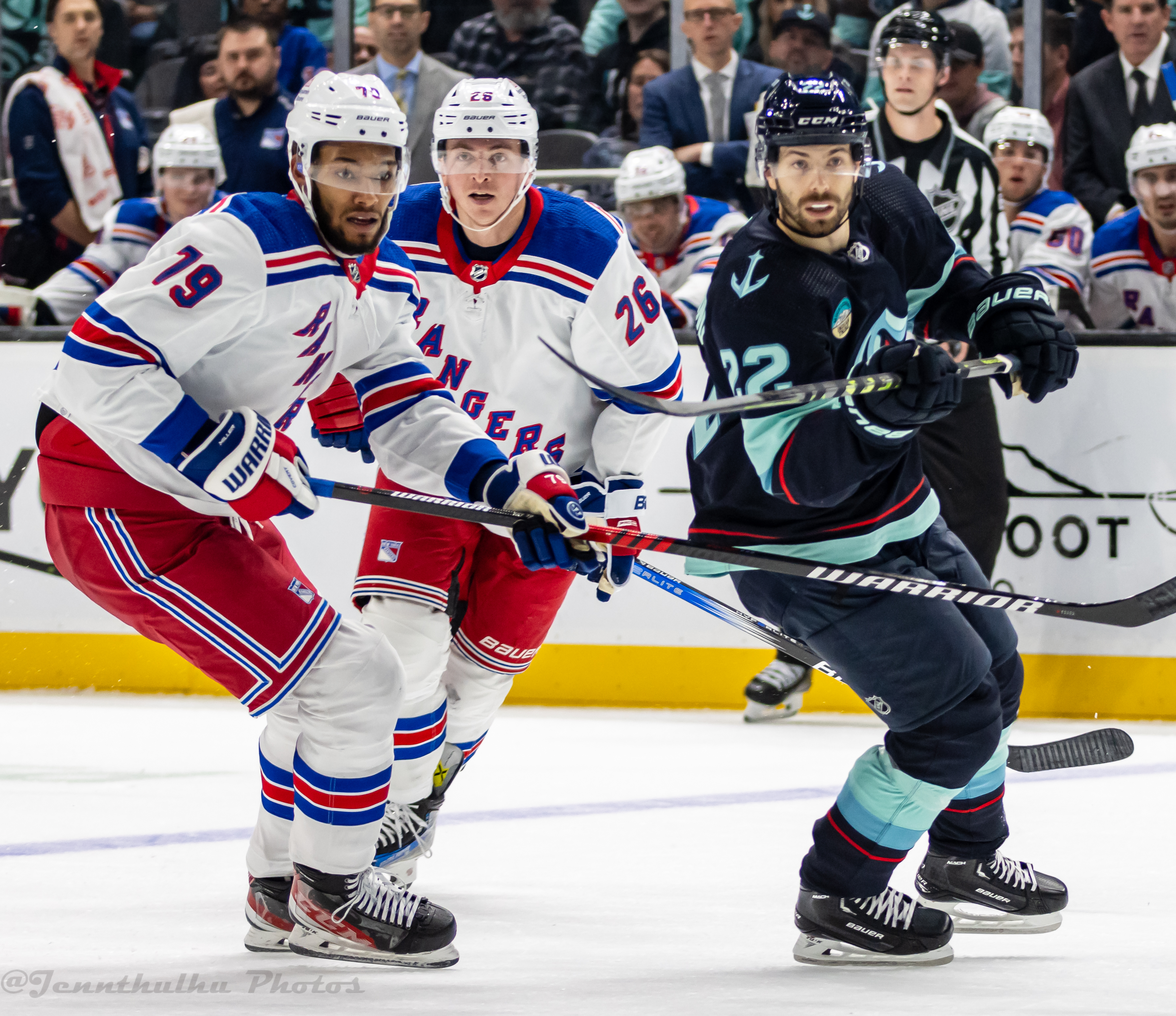 Jimmy Vesey playing for the Rangers against Seattle, October 21, 2023