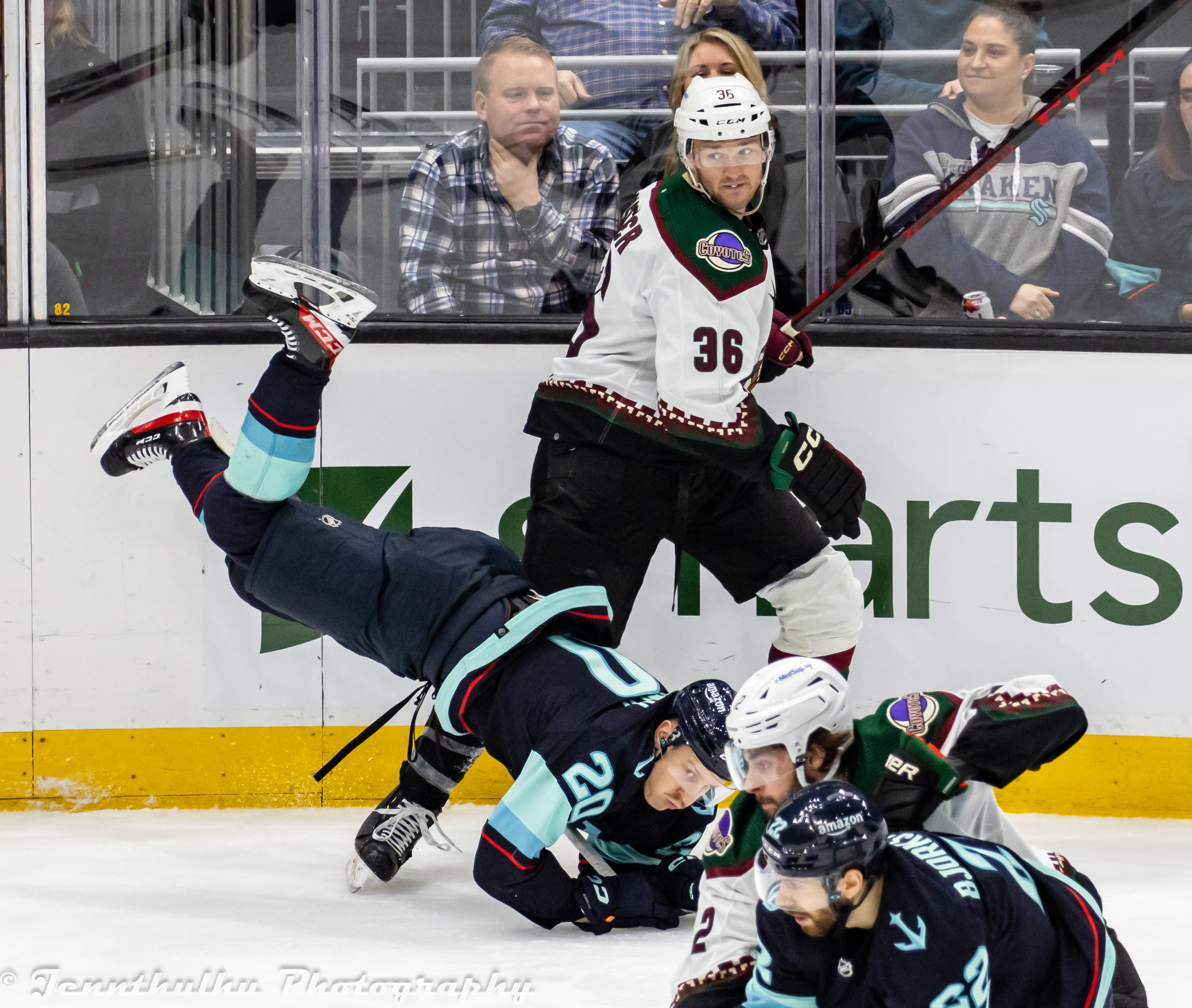 Christian Fischer alongside a teammate during the game in Seattle