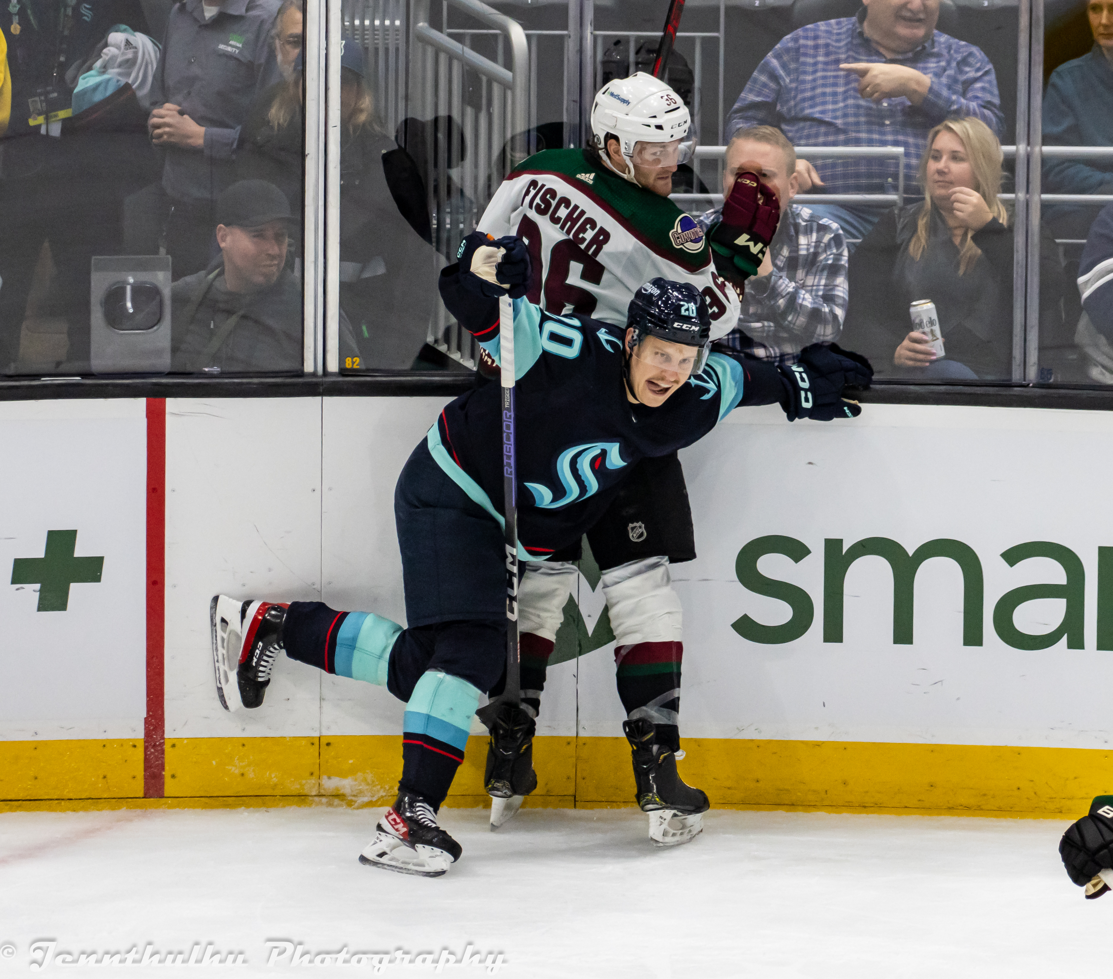 Christian Fischer skating with the Coyotes against the Kraken