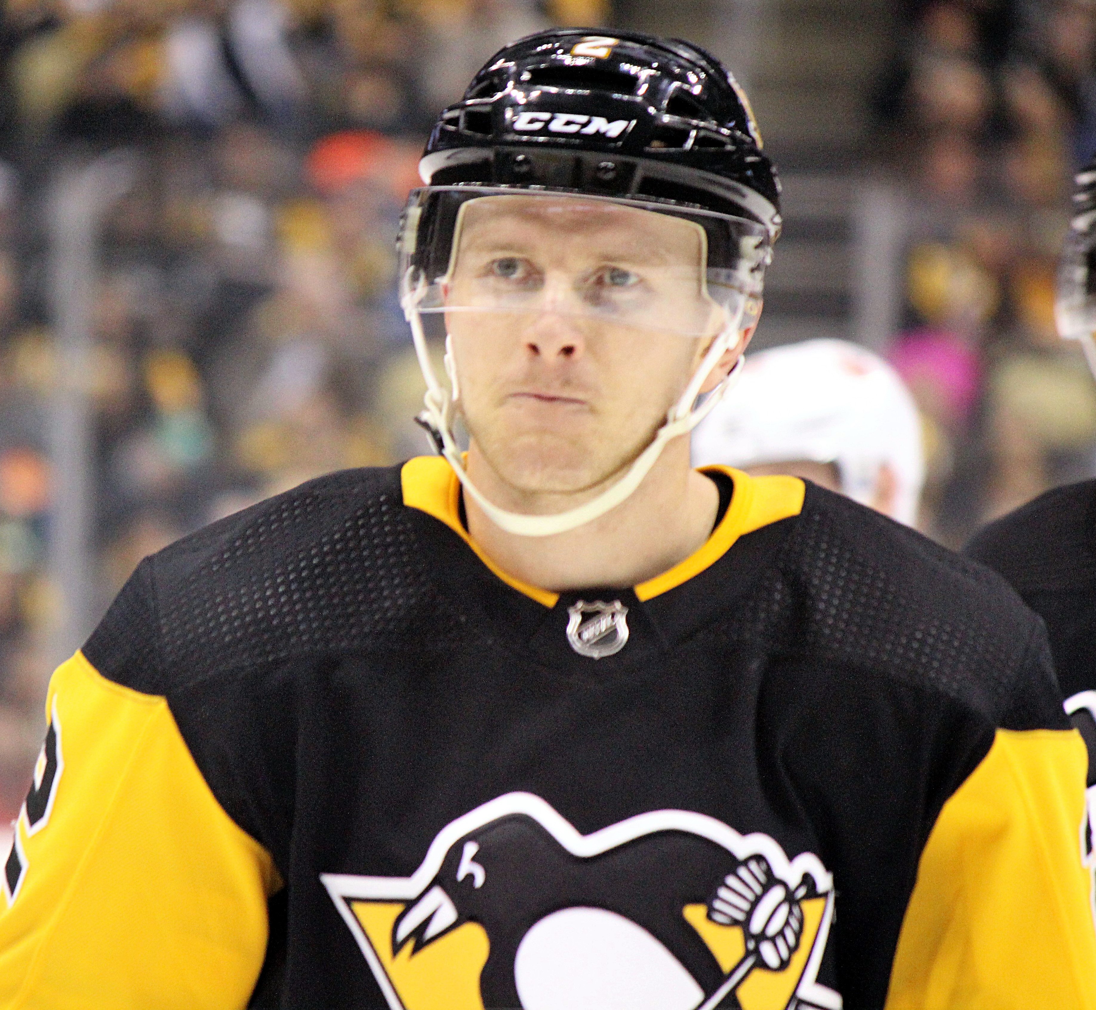 Chad Ruhwedel in Penguins uniform during game vs Islanders