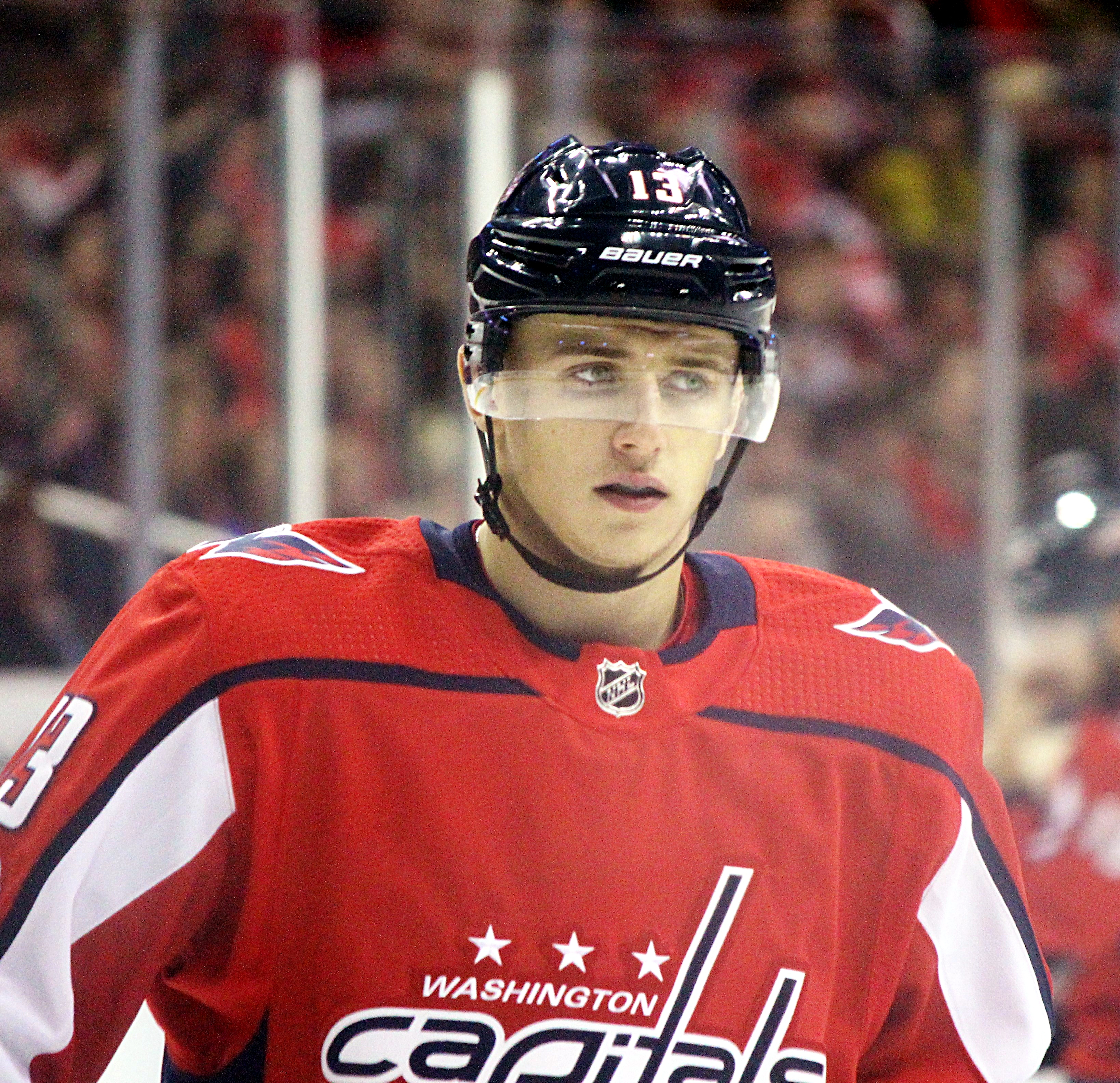 Jakub Vrana during a Capitals game at Capital One Arena, 2017