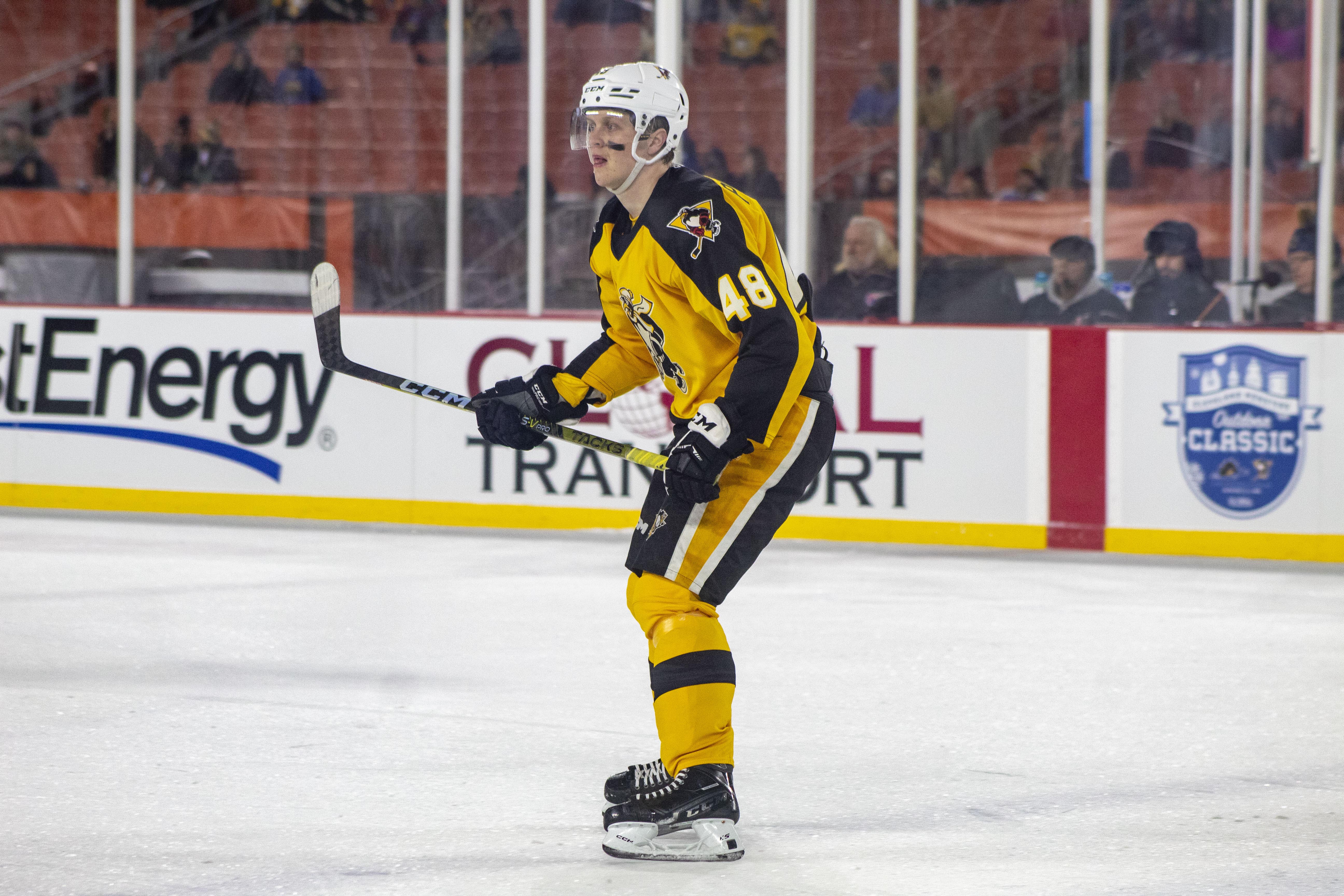 Valtteri Puustinen in action for WBS Penguins during 2023 outdoor game