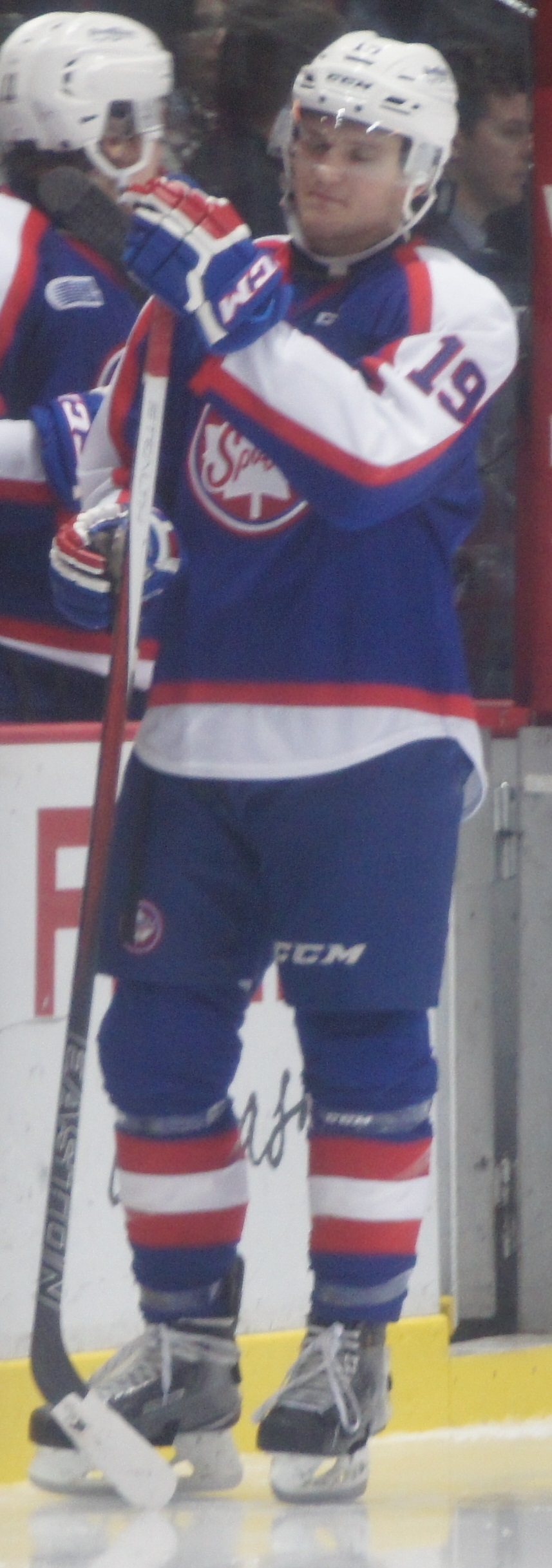 Christian Fischer in Windsor Spitfires uniform, Jan. 30, 2016