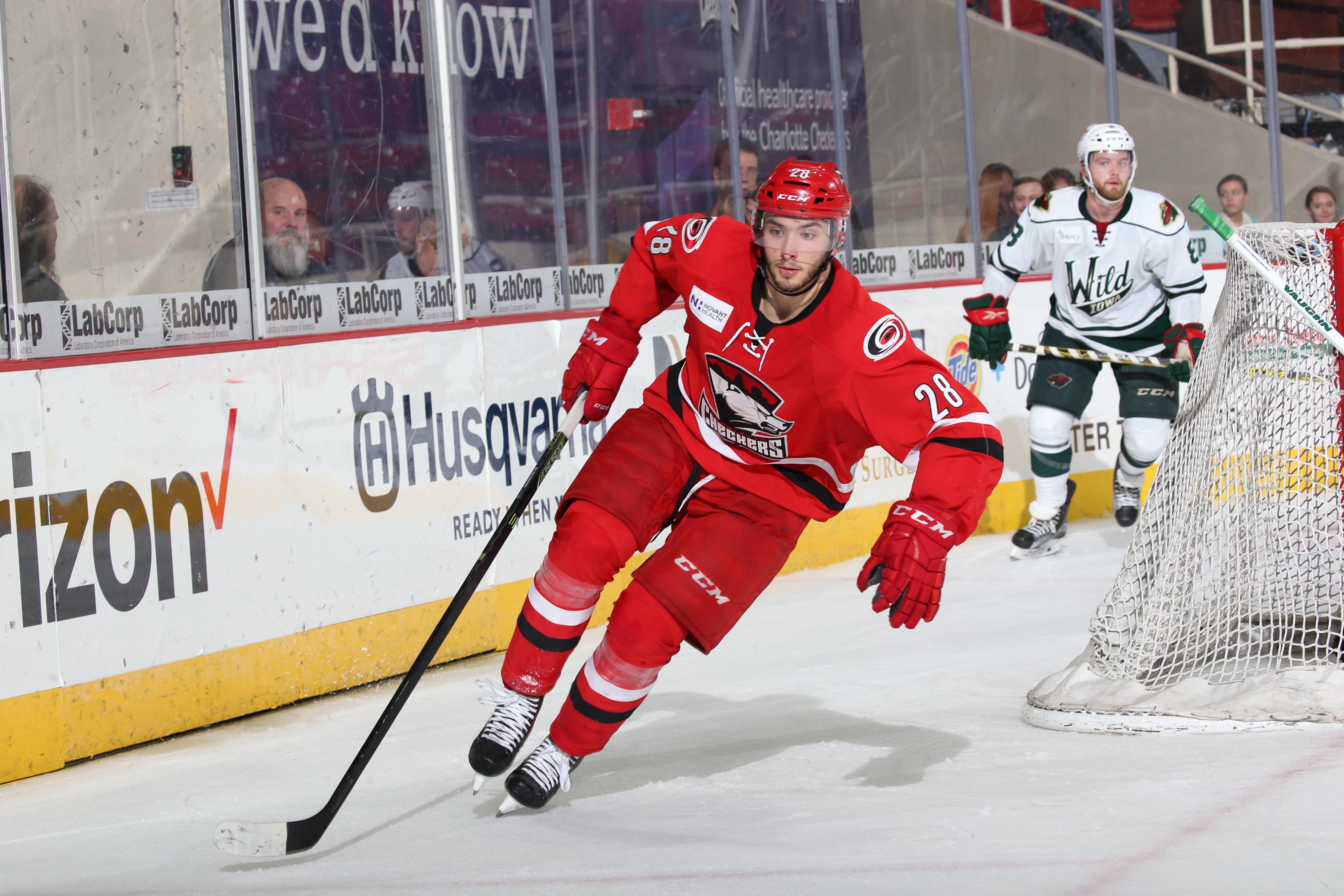 Phillip Di Giuseppe in action with the Charlotte Checkers