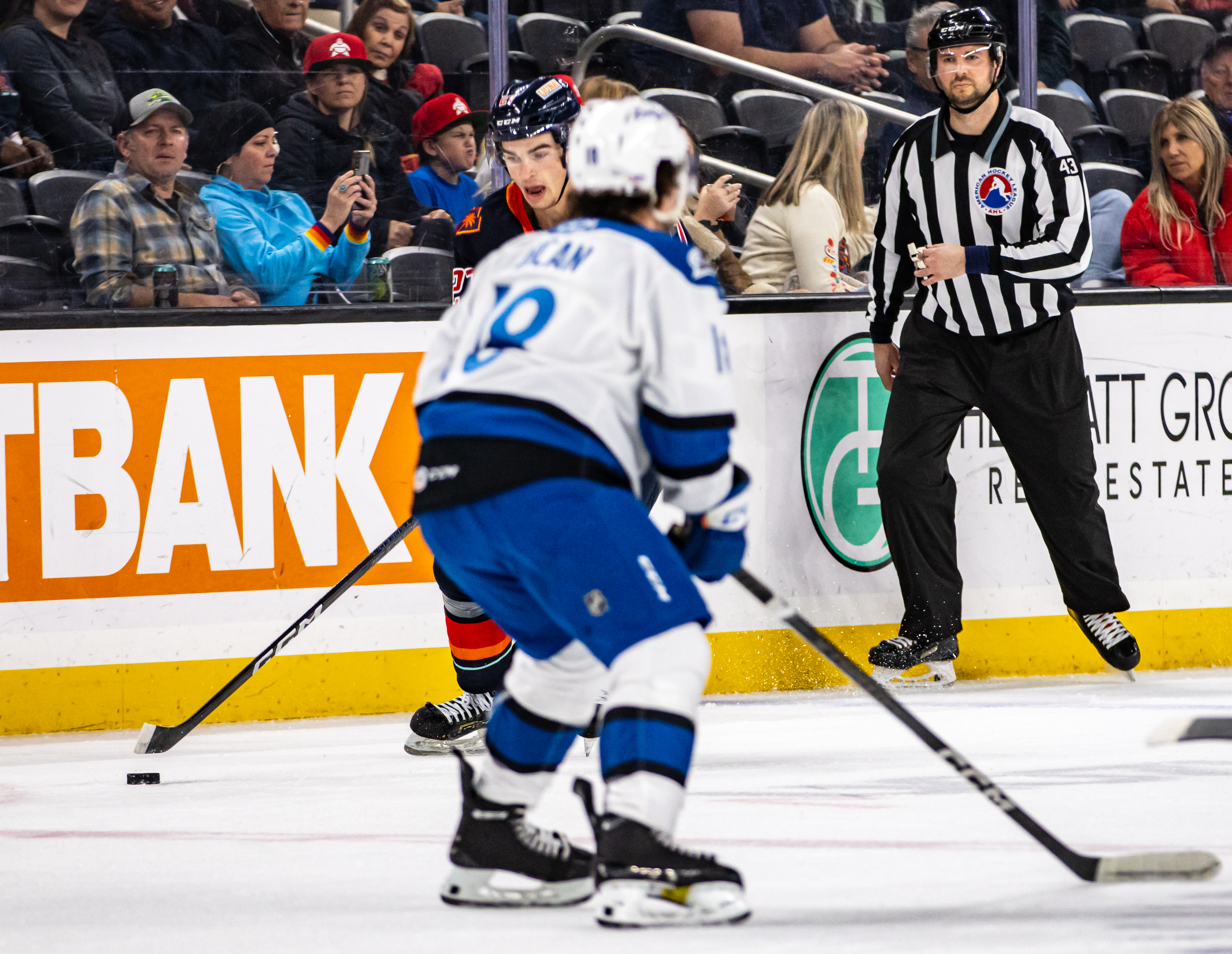 Jack Ahcan in Colorado Eagles uniform in game action