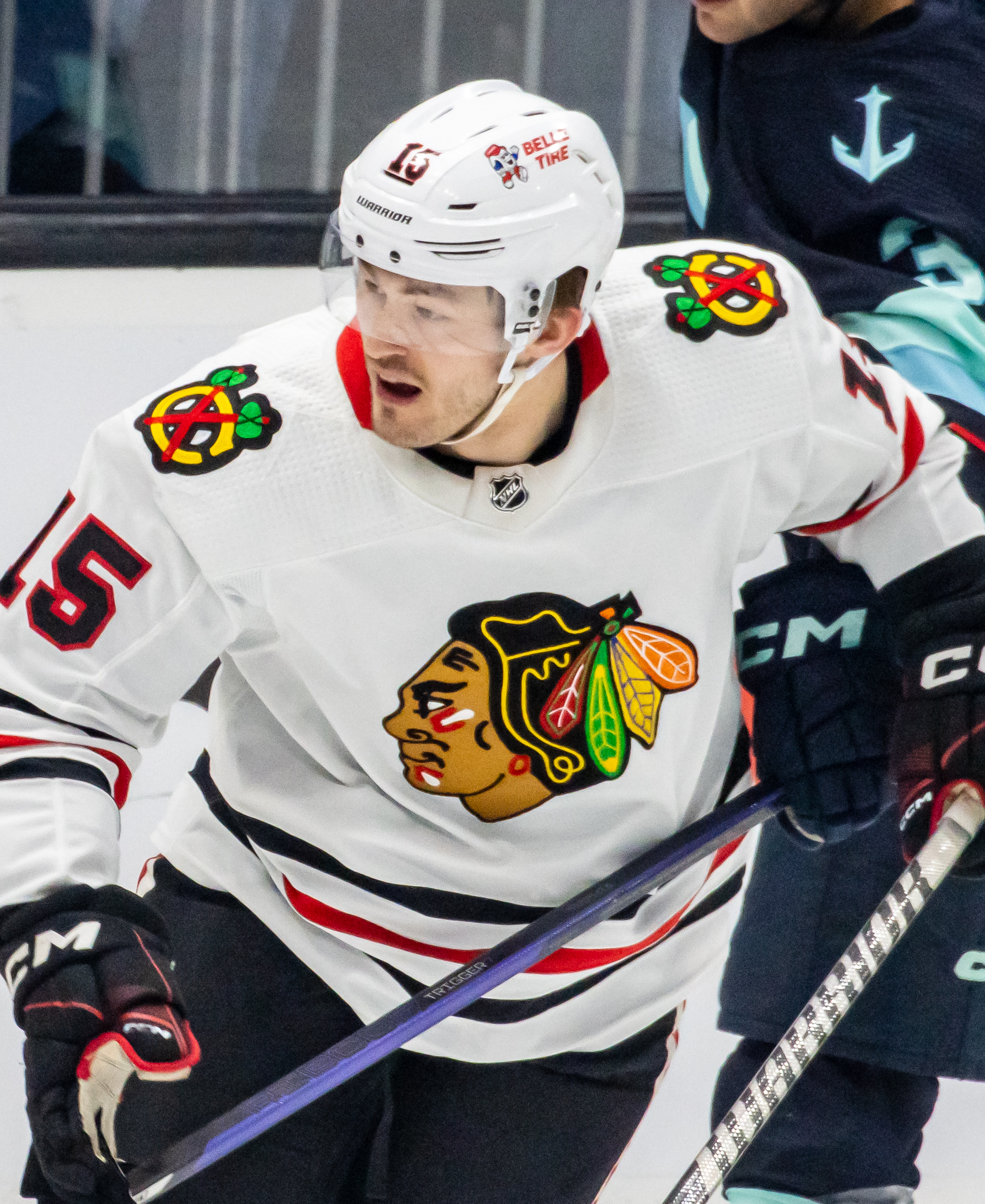 Joey Anderson in action with the Blackhawks, April 2023