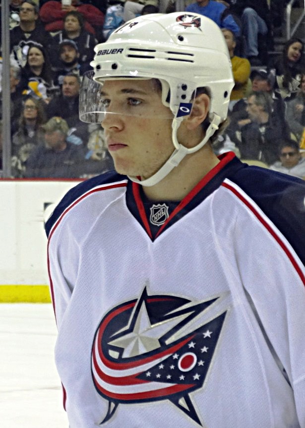 Cam Atkinson in action during a game against Pittsburgh, 2013