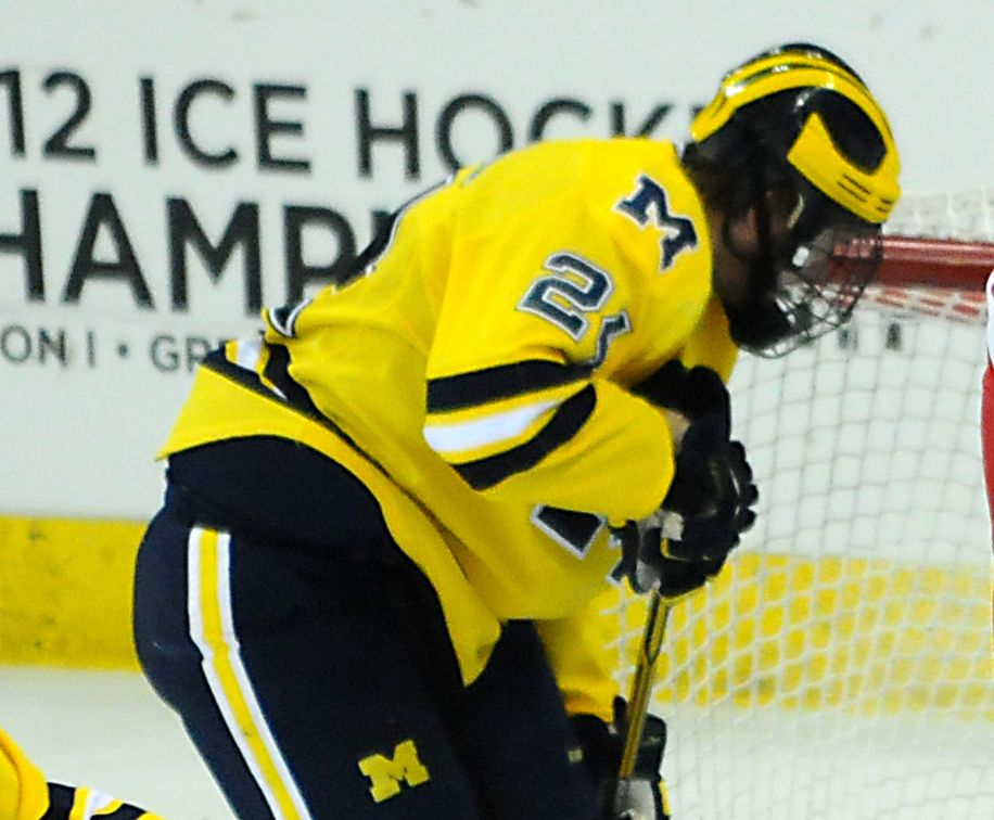 Jon Merrill on the ice during Michigan vs Cornell, 2012