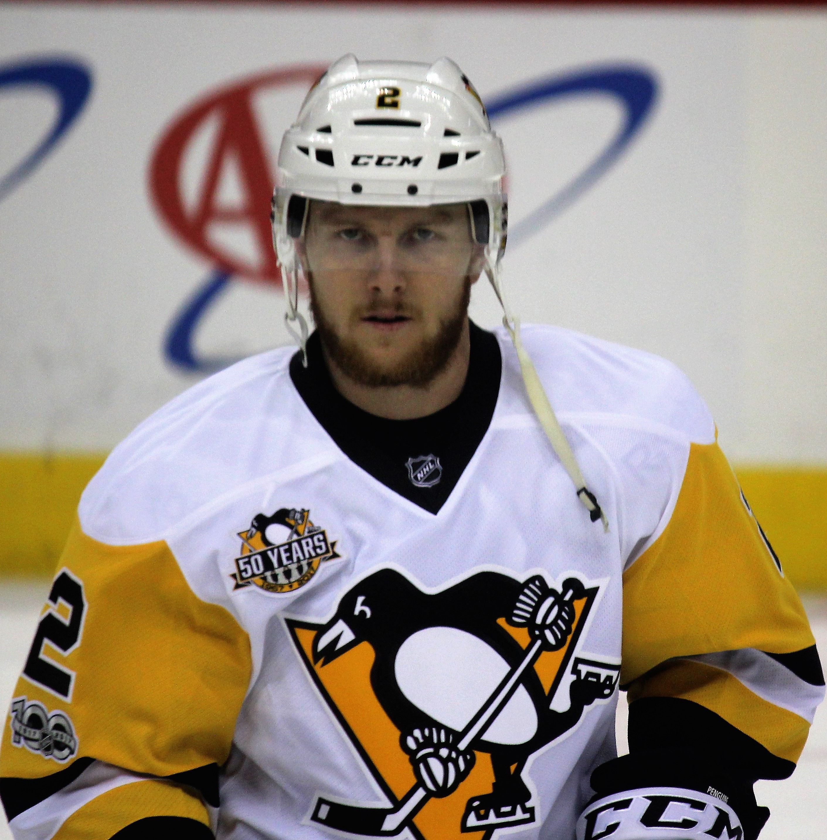 Chad Ruhwedel skating during warm-up before a game vs Washington Capitals