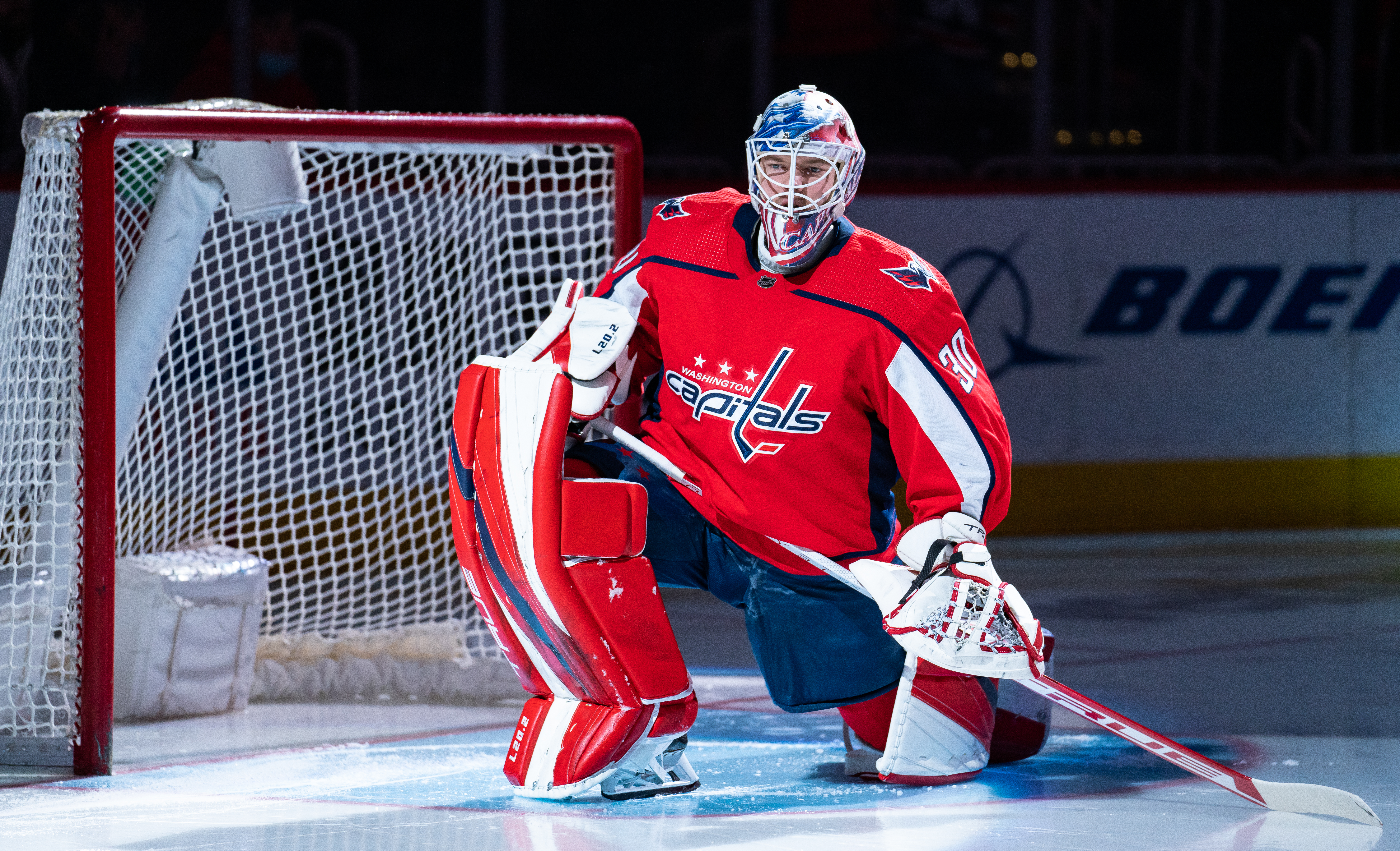 Ilya Samsonov during warmup against the Ottawa Senators