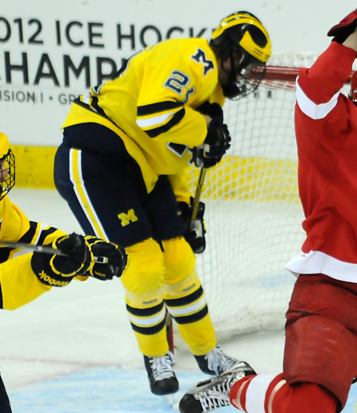 Jon Merrill during Michigan vs Cornell after overtime, 2012
