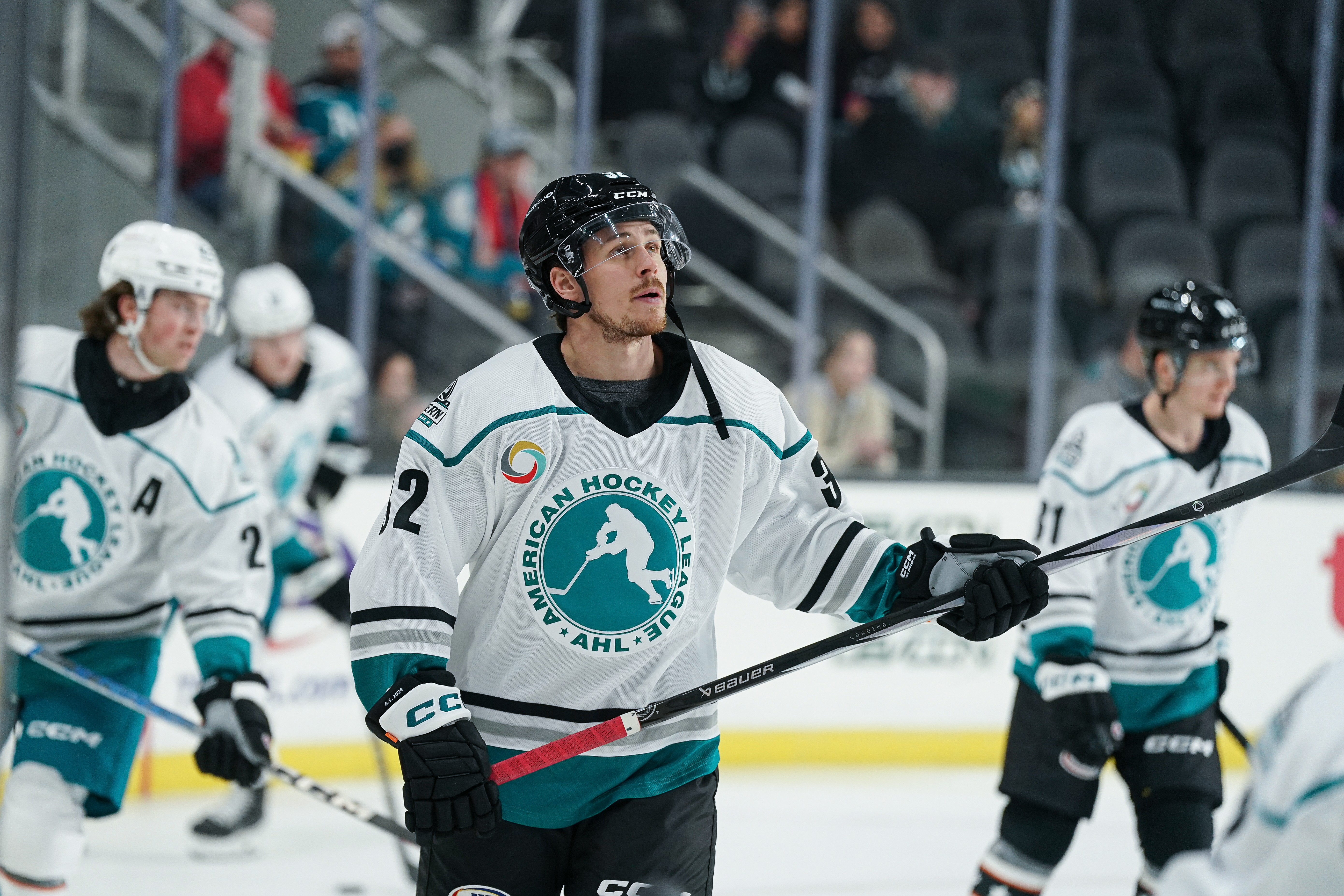 Lucas Carlsson during the AHL All-Star Challenge at TechCU Arena, 2024