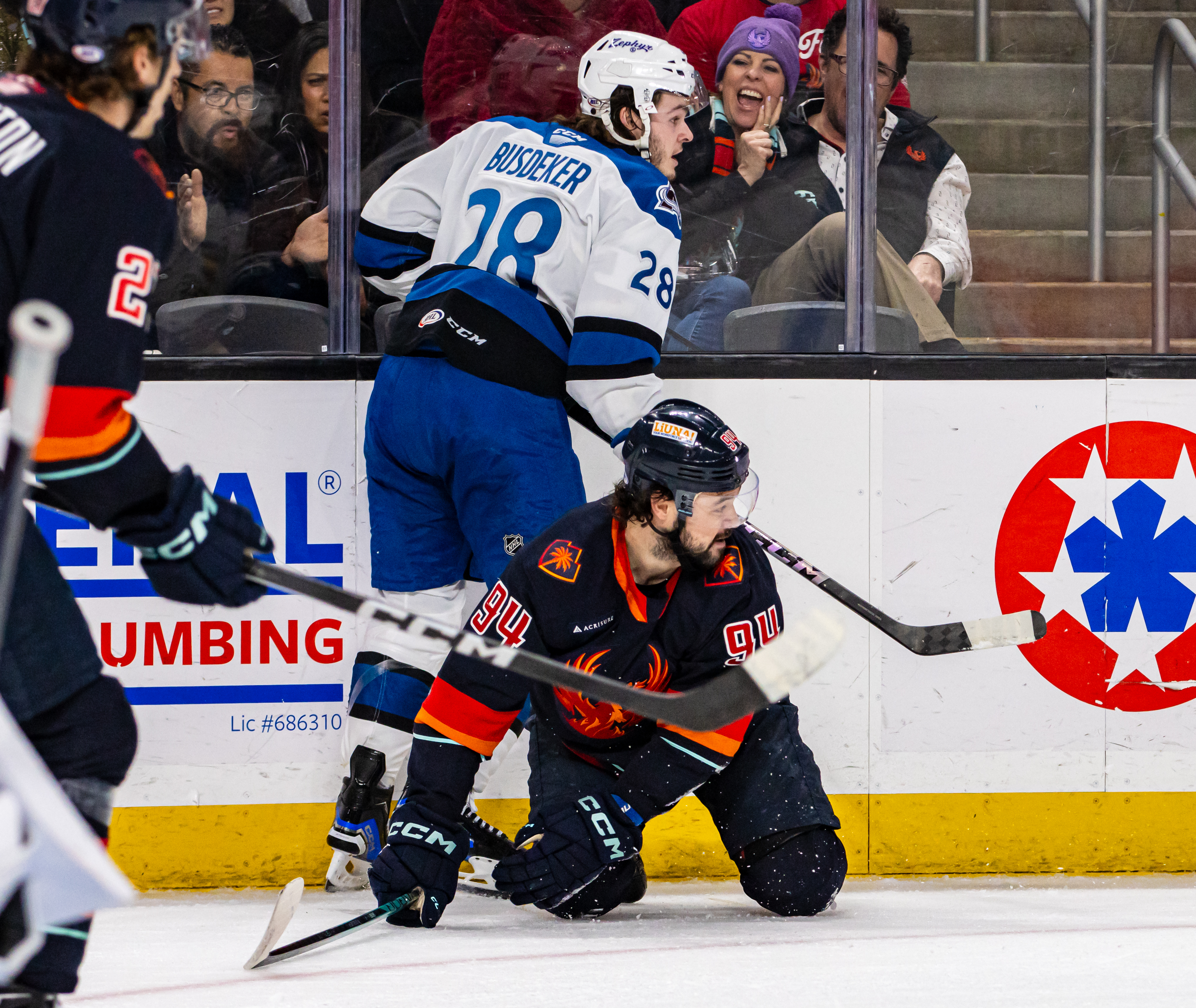 Devin Shore in action at Colorado Eagles vs Coachella Valley Firebirds, 17 Feb 2024