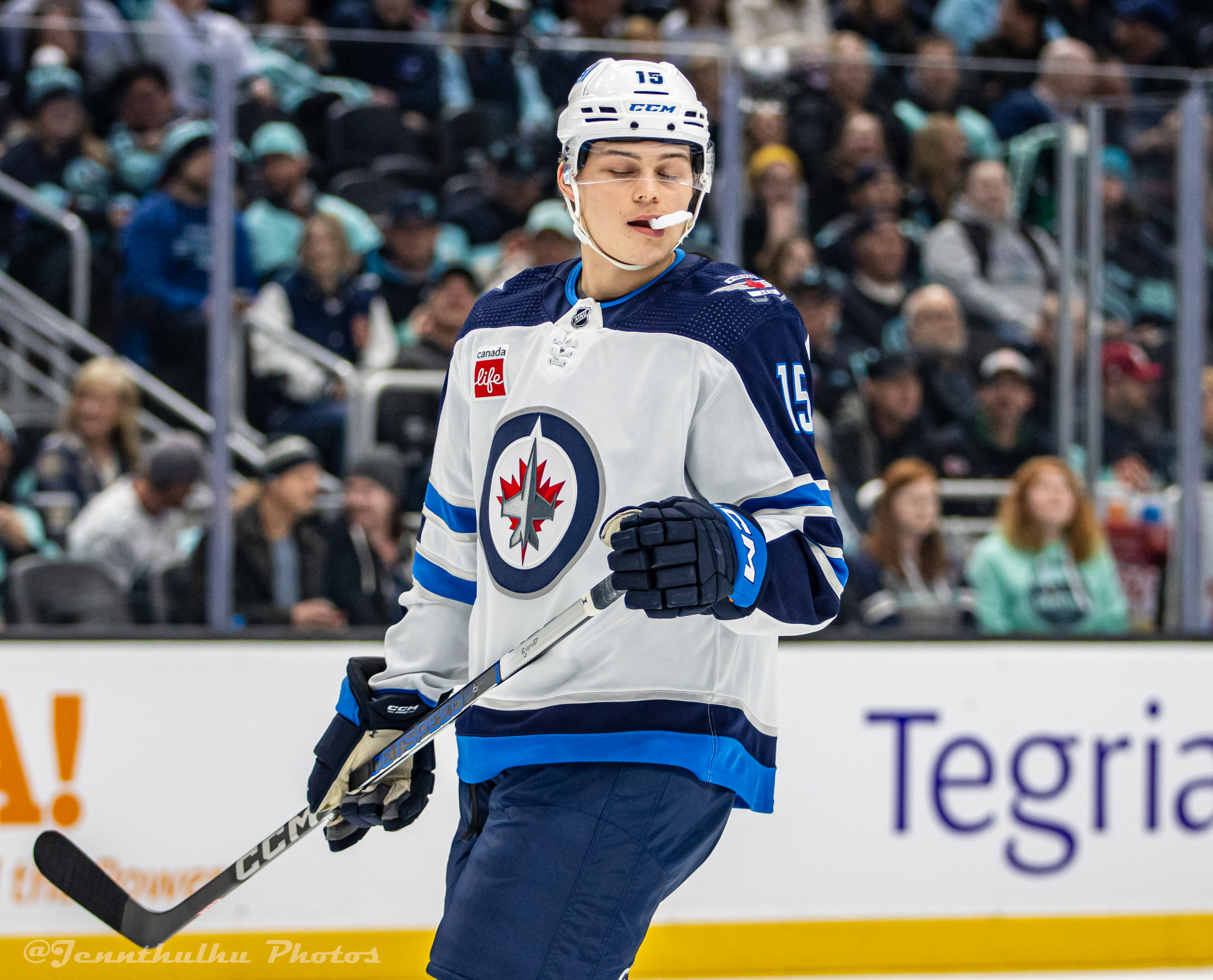 Rasmus Kupari in Winnipeg Jets jersey in action, 2024