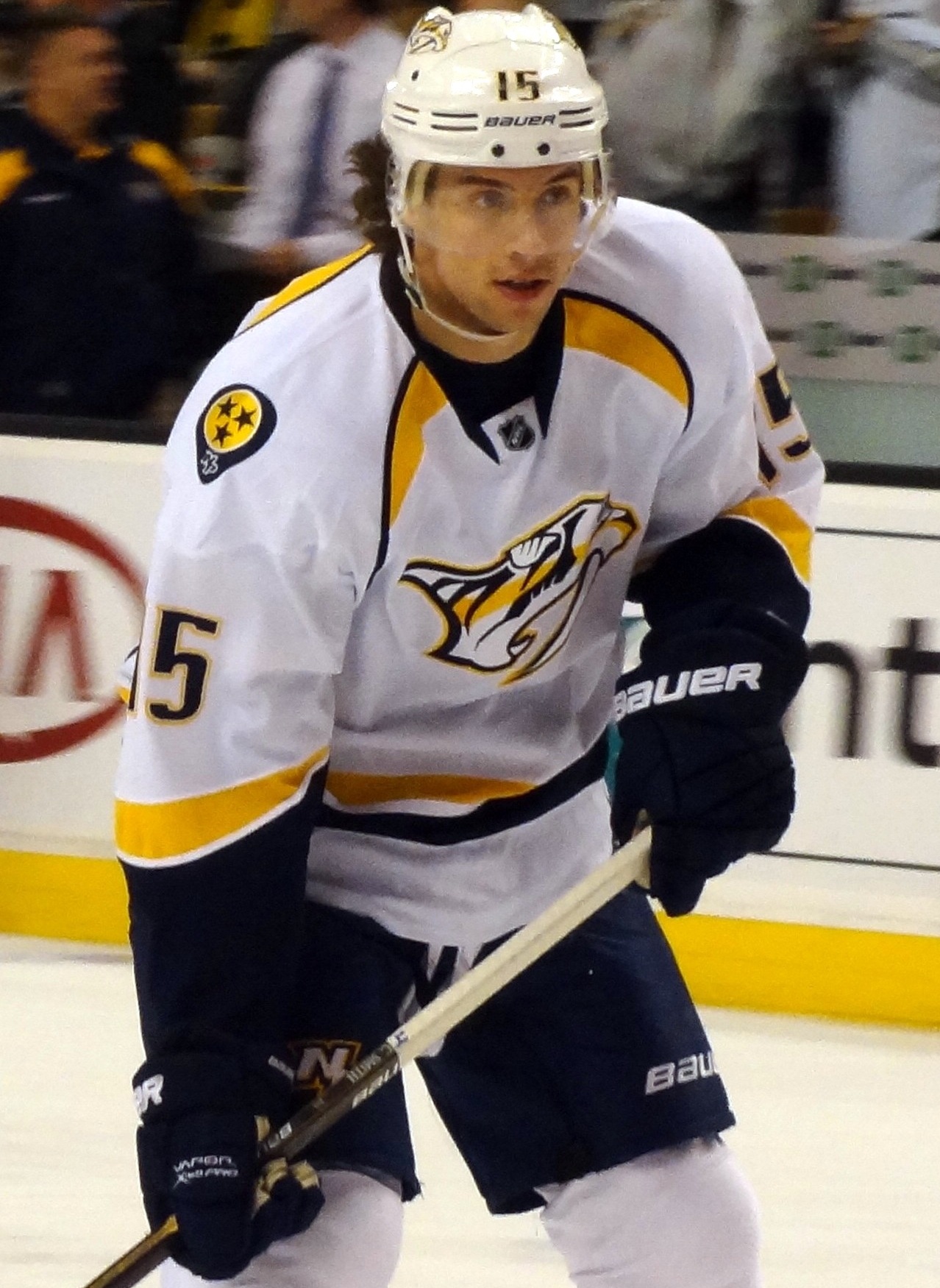 Craig Smith in warmups at TD Garden, cropped, February 11, 2012