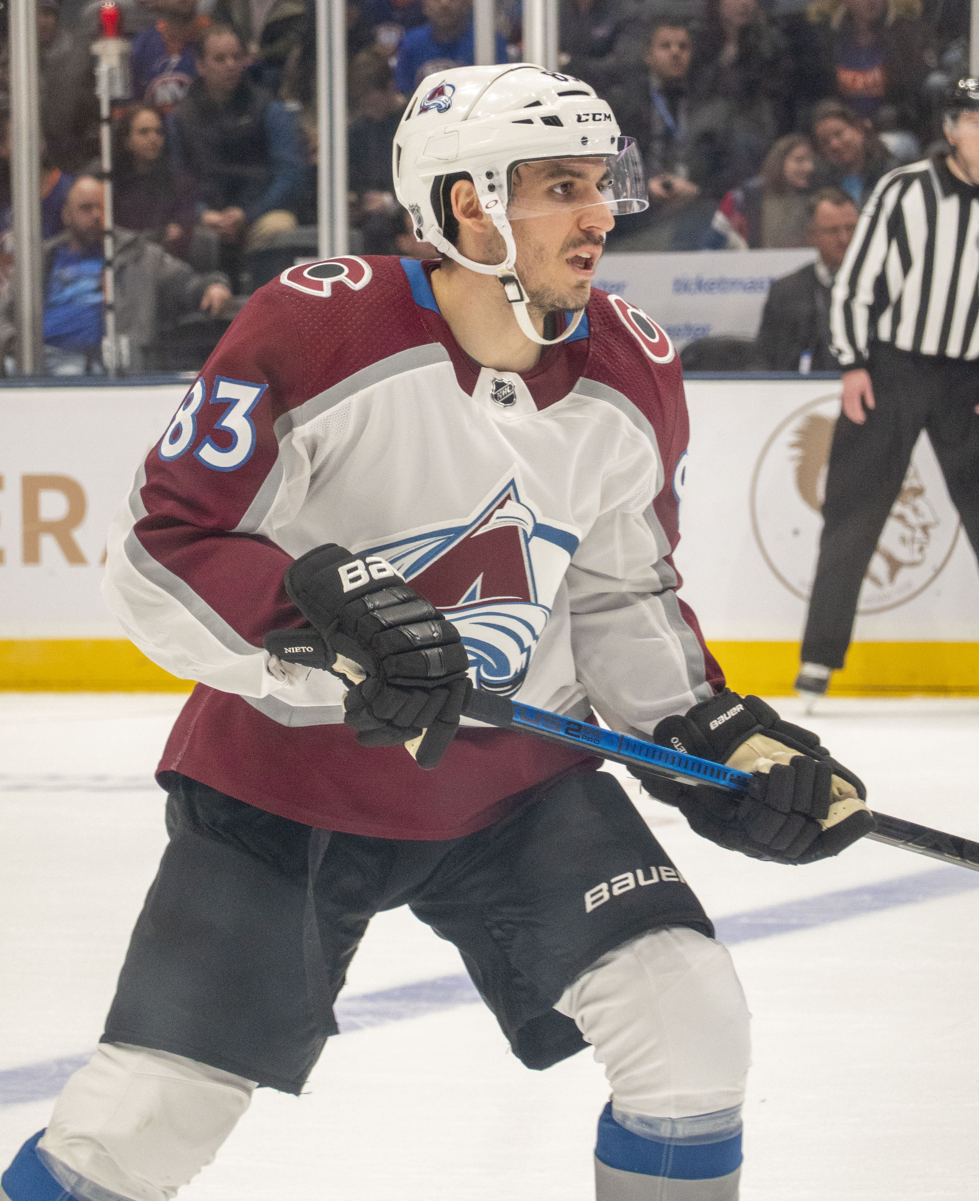 Matt Nieto with the Avalanche in a game versus the Islanders in 2020